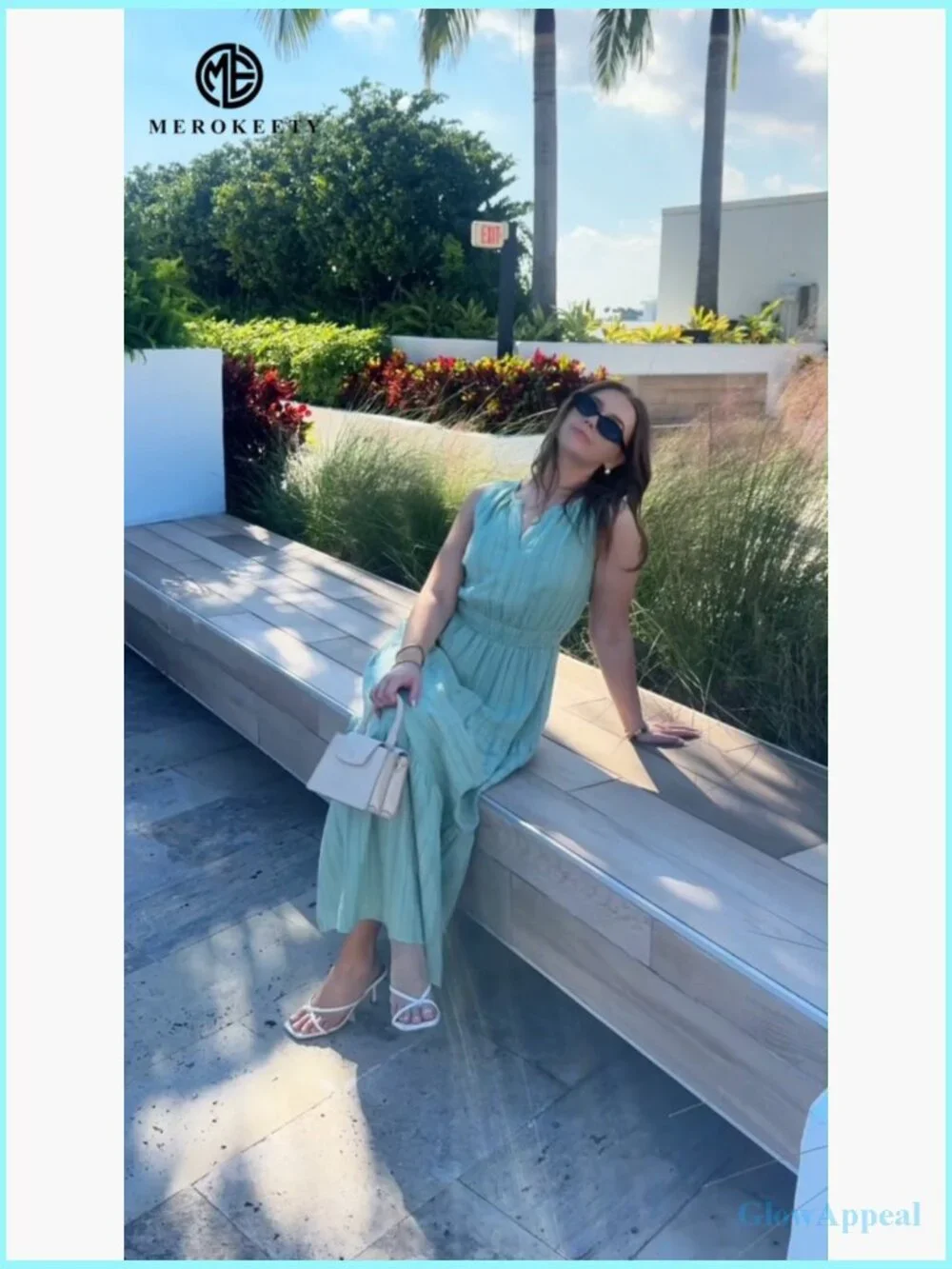 Sleeveless V-Neck Midi Maxi Dresses with Pockets Flowy Boho Summer Vacation - Picture 7 of 7